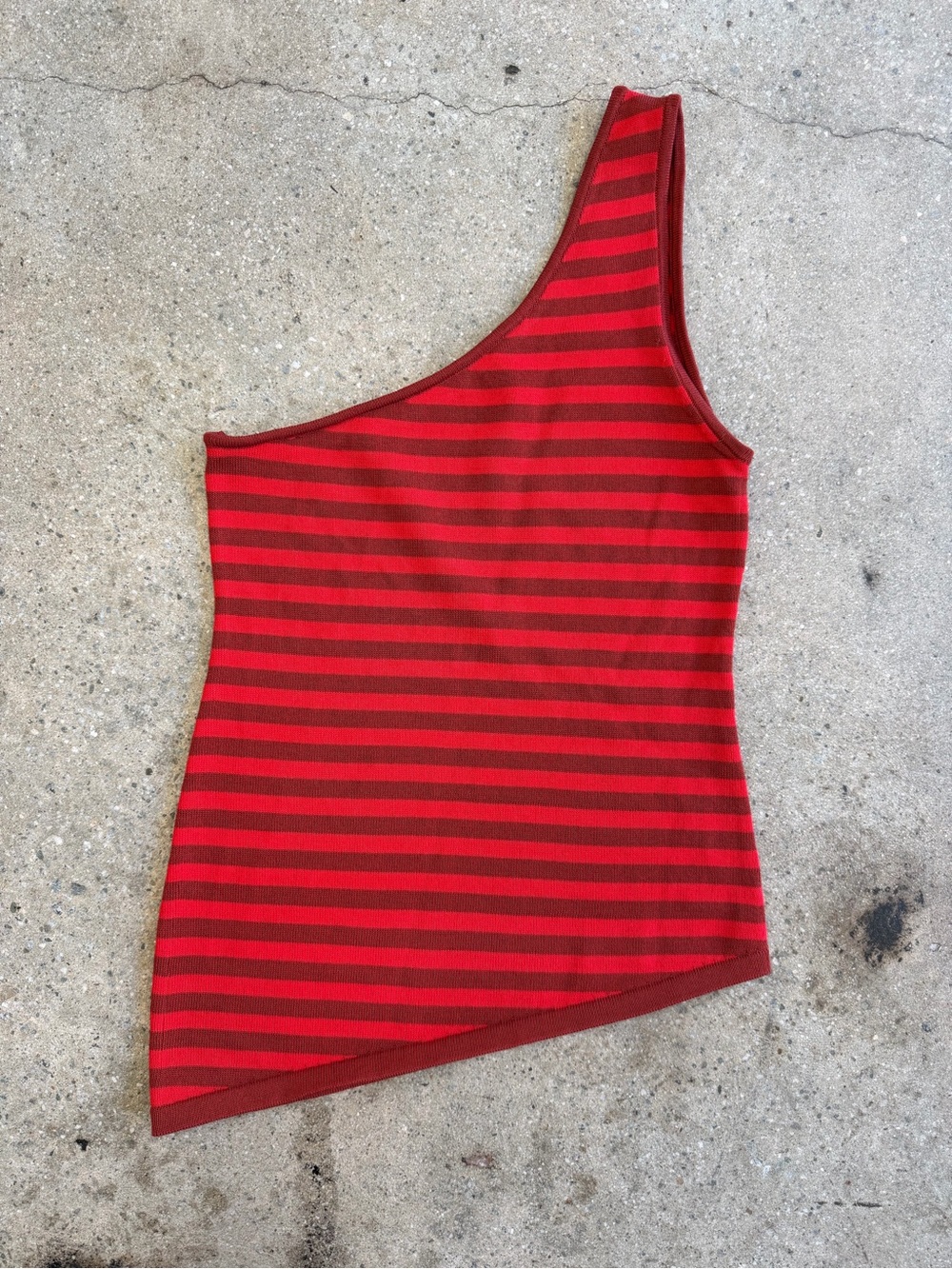 Zara Red Striped One-Shoulder Women's Top